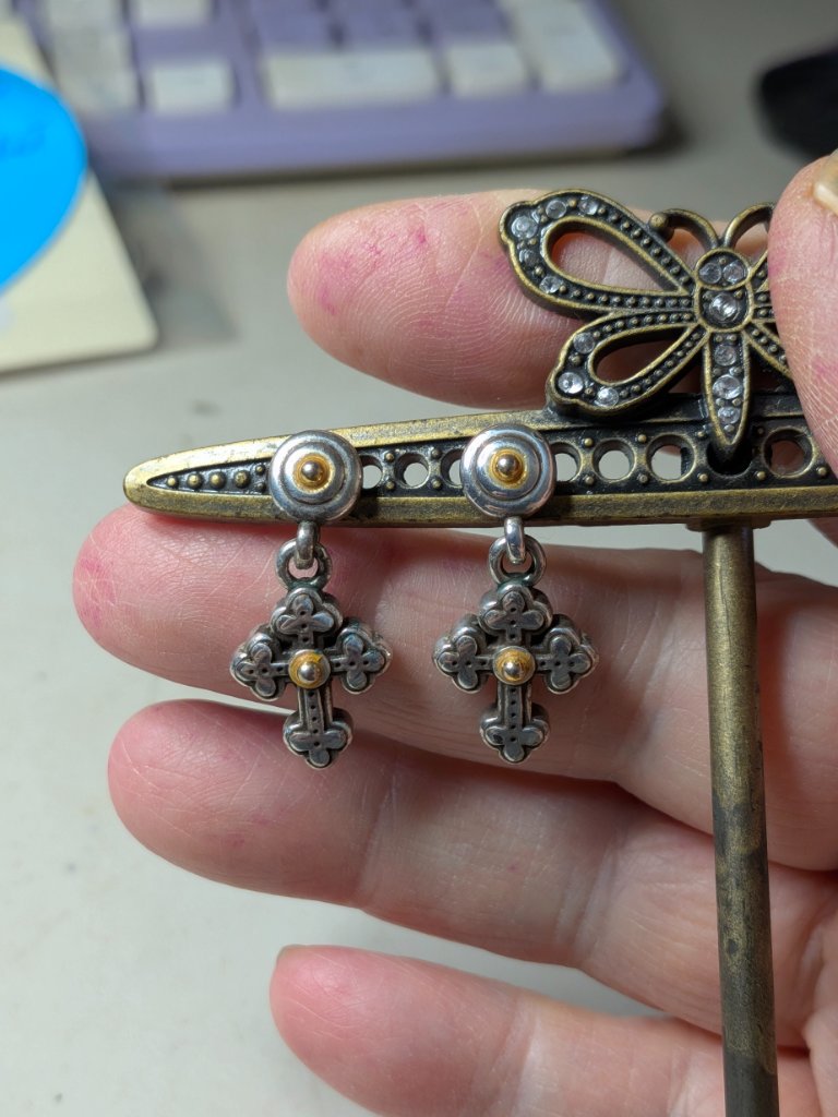 Brighton Lyna Cross Twotone Dangle Earrings